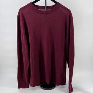 Artefact Mens 100% Merino Wool Crewneck Sweater Wine Burgundy Large **Flaws**